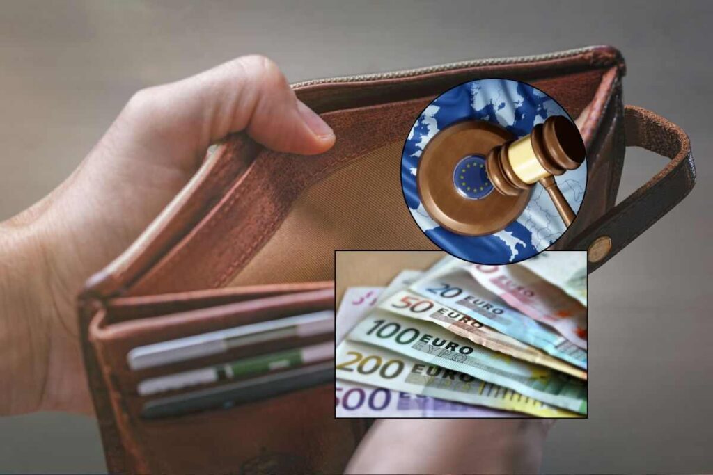 Persona controlla soldi nel portafoglio